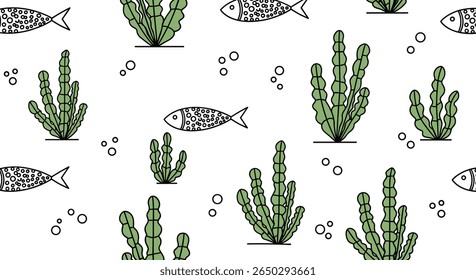 Paisagem Serena Subaquática com Escolas de Peixes e Plantas Aquáticas Exuberantes Abundam