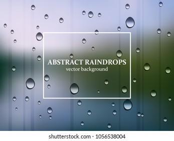 serene vector background with rain drops on window