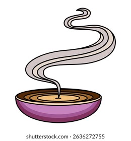 A serene vector illustration of incense with rising steam