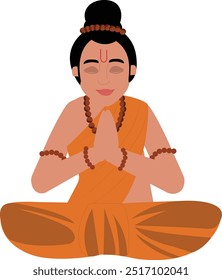 A serene vector illustration of a small child in a meditation pose, perfect for wellness, mindfulness, and yoga designs. Captures the essence of calm, peace, and inner balance in a simple, charming st