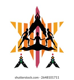 Uma ilustração vetorial serena de uma pose de ioga contra um pano de fundo do pôr do sol. Ideal para projetos de bem-estar, fitness e atenção plena. Perfeito para pôsteres, aplicativos ou inspiração em mídias sociais.