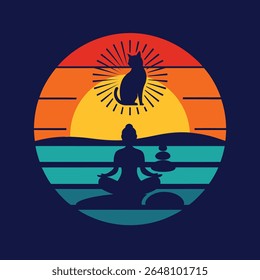 Uma ilustração vetorial serena de uma pose de ioga contra um pano de fundo do pôr do sol. Ideal para projetos de bem-estar, fitness e atenção plena. Perfeito para pôsteres, aplicativos ou inspiração em mídias sociais.