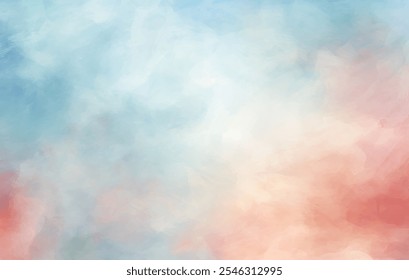 Sereno Aquarela Fundo suave pastel matizes Vetor Design. Mistura suave de azul pastel, rosa e branco, serena e atmosfera edificante. Pinceladas suaves e variações sutis de cor