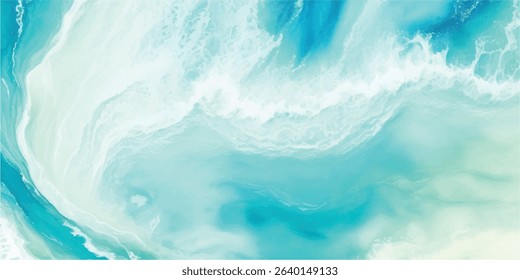 A serene watercolor ocean landscape with pastel blue and green abstract waves. Ideal for art prints, website headers, and peaceful branding.
