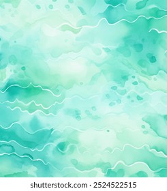 Serene watercolor painting of calm water, with gentle waves and soothing shades of blue and green vector design. Abstract design calming aesthetic and natural inspiration peaceful relaxing atmosphere