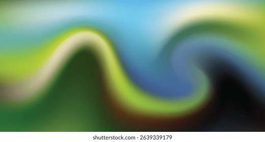 Serene Wavy Gradient Background with Nature-Inspired Green and Blue Hues