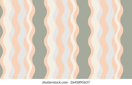 As listras onduladas serenas em tons de pastel calmante criam um padrão suave e minimalista perfeito para fundos de sites, designs têxteis ou gráficos de mídia social.