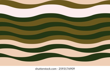 Serene wavy stripes in earthy tones.  Perfect for textile design, website backgrounds, or packaging.  Evokes calmness, nature, and organic aesthetics.  Modern minimalist style.