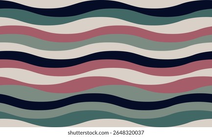 Serene wavy stripes in muted jewel tones.  A calming, versatile pattern perfect for website backgrounds, textiles, or stationery.  Evokes feelings of peace and fluidity.