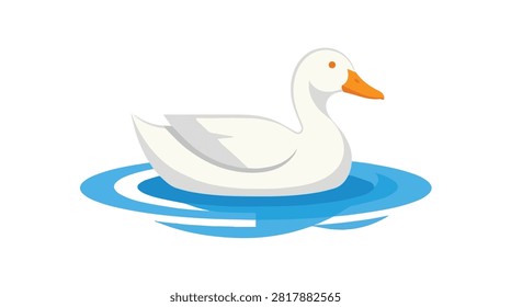 Serene white duck floating on calm blue water with gentle ripples creating a peaceful and natural outdoor scene emphasizing wildlife and tranquility