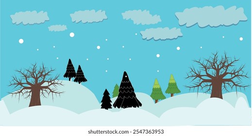 Serene winter nature backgrounds.foggy winter nature. peaceful snowy nature scenes. 