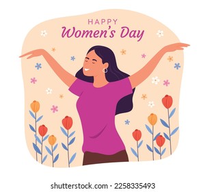 Serene Woman for International Women's Day Concept Illustration