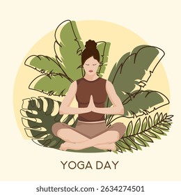 Serene Woman Meditating Amidst Lush Greenery