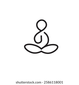 Serene yoga logo symbolizing harmony, balance, and mindfulness. Perfect for yoga studios, wellness brands, and meditation centers. Available in high-quality vector format.

