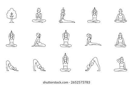 Serene yoga pose illustration with vibrant color palette and clean typography