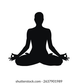 Serene Yoga Pose Silhouette - Lotus Position Meditation Icon