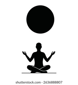 Serene yoga silhouette meditative mindful peace.
