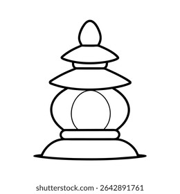 Uma ilustração serena estilo Zen com uma lanterna de rocha, perfeita para meditação, natureza ou projetos com tema asiático.