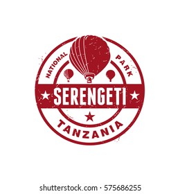 Serengeti Tanzania International Park Air Ballooon Stamp