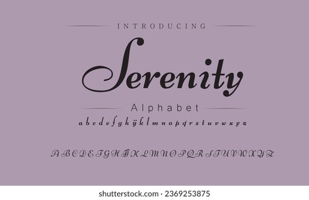 Serenity Elegant Font Uppercase Lowercase and Number. Classic Lettering Minimal Fashion Designs. Typography modern serif fonts regular decorative vintage concept. vector illustration