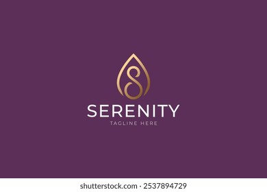 Serenity Logo with Abstract Shape Water Drop and Letter S for Wellness and Spa Brands