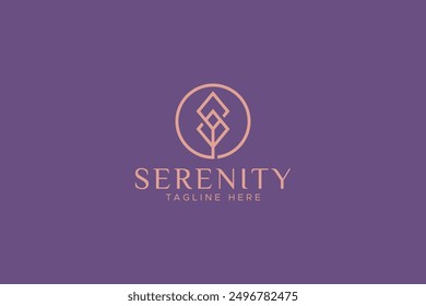 Serenity Nature Balance Logo Geometric Tree Plant Illustration