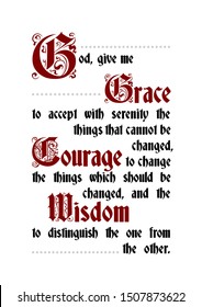 The Serenity Prayer Poster Lettering Text