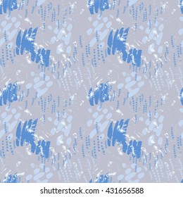 Serenity seamless pattern. Hand painted navi brush strokes . Abstract repeating vector. Texture for scrapbooking, wrapping paper, web, textile, wallpapers, surface design, fashion, skins smartphones