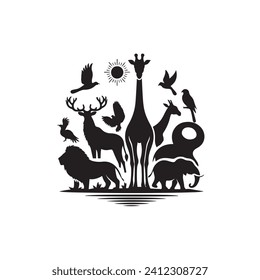 Ruhe im Schatten: Eine faszinierende Sammlung von Tieren Silhouette, die die Stille von wild lebenden Tieren gefangen - Tiere Silhouette wild Silhouette - Tiere Vektorgrafik
