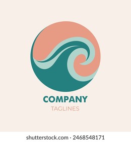 Serenity Waves Logo for Business in Teal and Coral