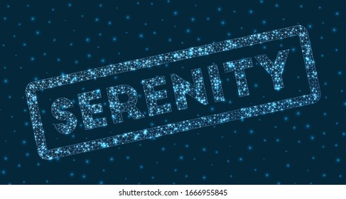 SERENITY word in digital style. Glowing geometric SERENITY badge. Elegant vector illustration.
