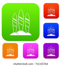Serfing board set icon in different colors isolated vector illustration. Premium collection