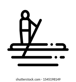 Serfing Canoeing Icon Vector Thin Line. Contour Illustration
