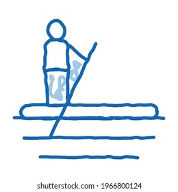 Serfing Canoeing sketch icon vector. Hand drawn blue doodle line art sign. isolated symbol illustration