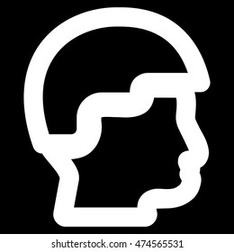 Sergeant Head vector icon. Style is linear flat icon symbol, white color, black background.
