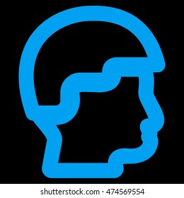 Sergeant Head vector icon. Style is linear flat icon symbol, blue color, black background.