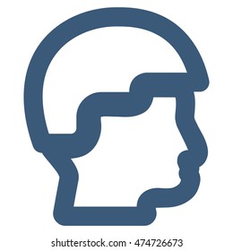 Sergeant Head vector icon. Style is linear flat icon symbol, blue color, white background.