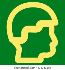 Sergeant Head vector icon. Style is linear flat icon symbol, yellow color, green background.