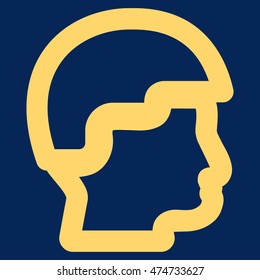 Sergeant Head vector icon. Style is outline flat icon symbol, yellow color, blue background.