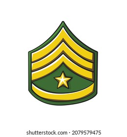 Sergeant rank in drawing style isolated vector. Drawn object illustration for your presentation, teaching materials or others as you want.