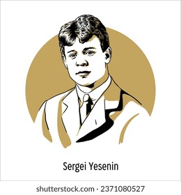 Sergey Yesenin - Poeta y escritor ruso. Ilustración vectorial dibujada a mano.