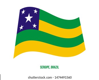 Sergipe Flag Waving Vector Illustration on White Background. States Flag of Brazil.
