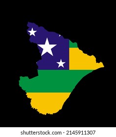 Sergipe map flag vector silhouette illustration isolated on black background. Brazil state Sergipe map symbol. South America territory.