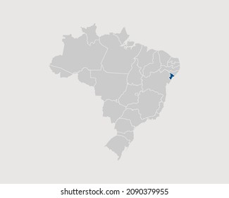 Sergipe Region Highlighted on Brazil Map Eps 10