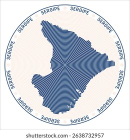 Sergipe round logo design. State shape build of rings. Sergipe text around the state. Vector Illustration.