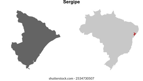 Conjunto de mapa de esquema en blanco de estado Sergipe