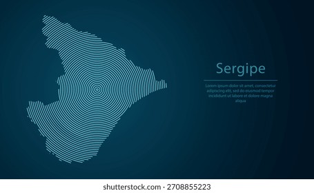 Sergipe, Bundesstaat Brasilien. Karte gefüllt mit konzentrischen Kreisen auf dunklem Farbverlauf-Hintergrund