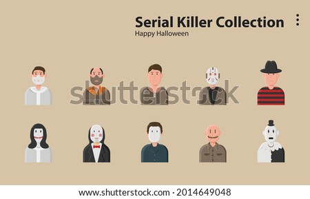 serial killer happy halloween horror dark thriller creepy illustration background character design person vector cartoon icon avatar symbol wallpaper app lineart style commercial art logo campaign