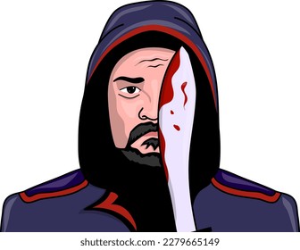 Cuchillo de retención del asesino serie y ilustración vectorial de la carcasa