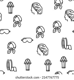 Sericulture Production Business Vector Seamless Pattern Thin Line Illustration